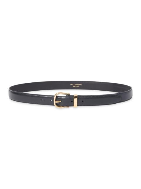 NILI LOTAN Women's Louise Slim Leather Belt - Black