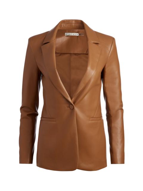 Alice + Olivia MACEY FITTED VEGAN LEATHER BLAZER