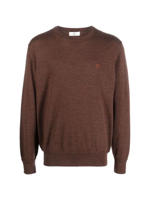 embroidered-logo wool jumper