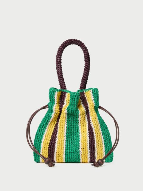 LOEFFLER RANDALL Kylie Green/Yellow Raffia Drawstring Pouch