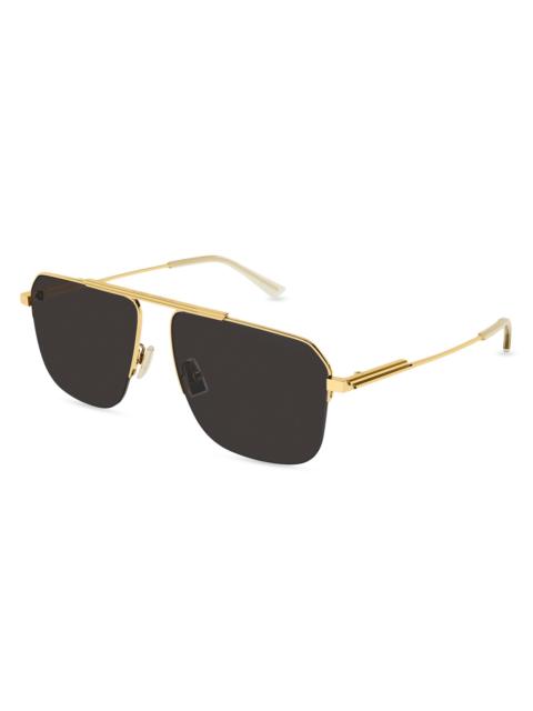 Bottega Veneta Women's Full Metal BV1149S 58MM Pilot Sunglasses - Gold Dark Grey