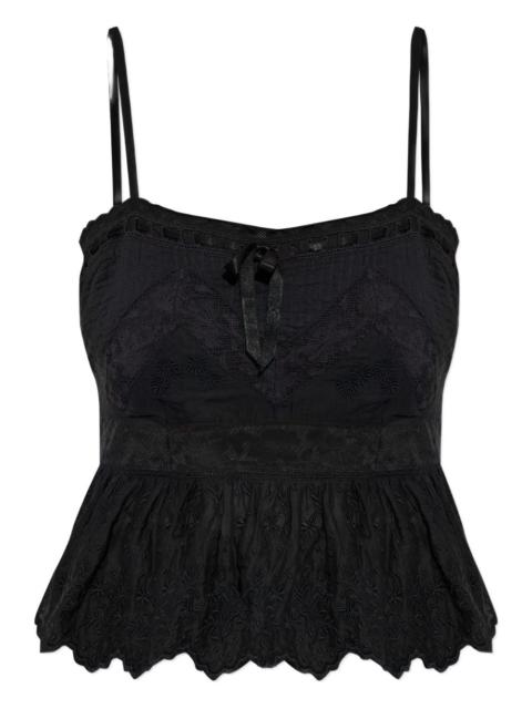 LoveShackFancy embroidered ruffled top