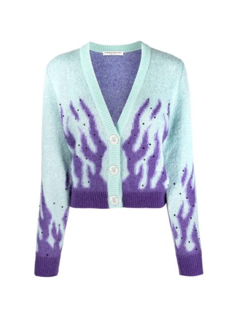 flame-print knitted cardigan