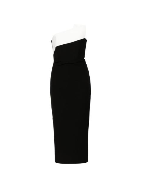 drape-detailed crepe midi dress