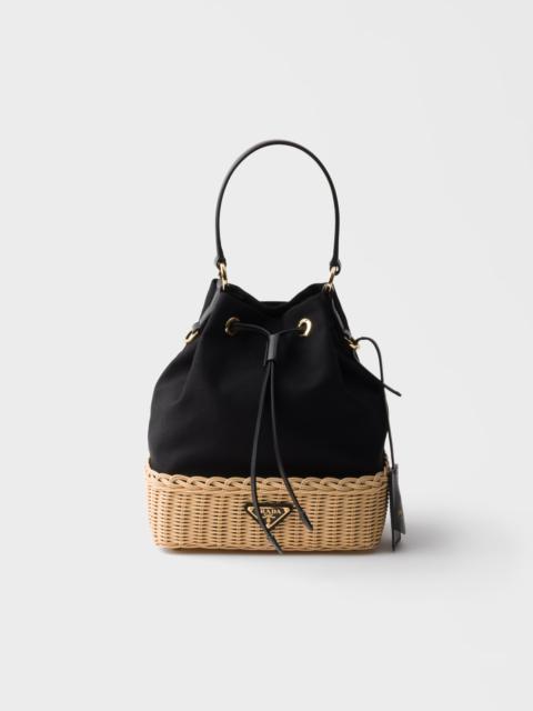 Prada Wicker and canvas bucket bag