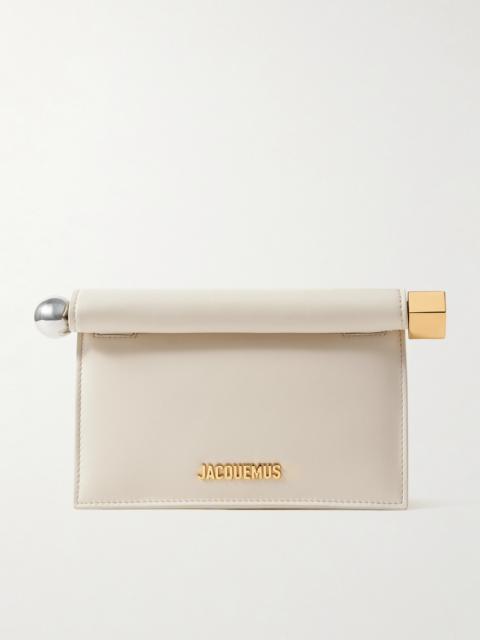 JACQUEMUS Pochette Small Embellished Leather Clutch