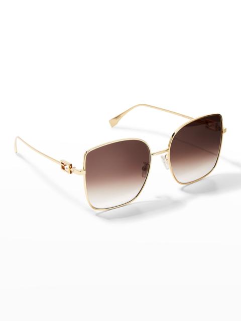 FENDI Iconic Baguette Square Metal Sunglasses