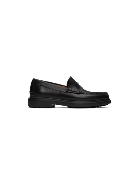 FERRAGAMO Black Leather Penny Loafers