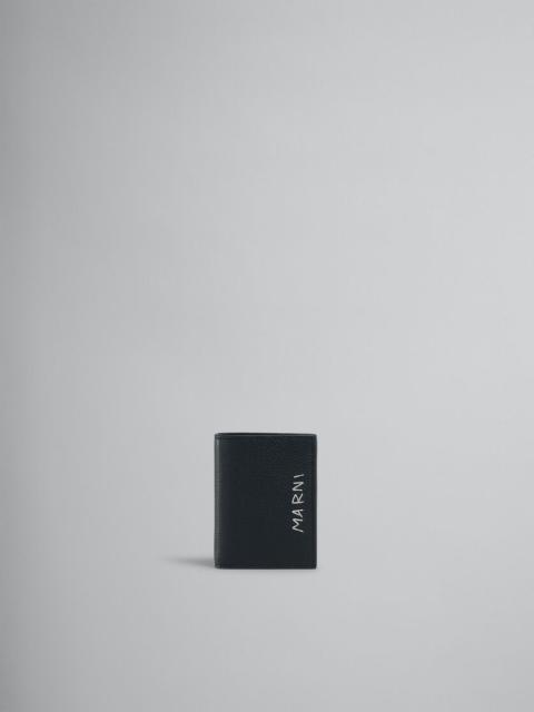 Marni BLACK LEATHER BIFOLD WALLET WITH MARNI MENDING