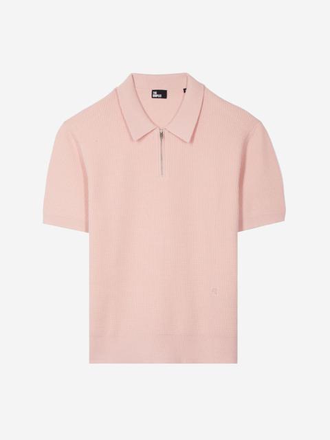 The Kooples PINK POLO-NECK ZIP SWEATER