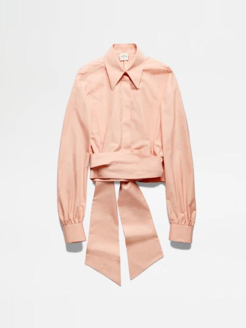 Tod's CROPPED SHIRT WITH SASH - PINK