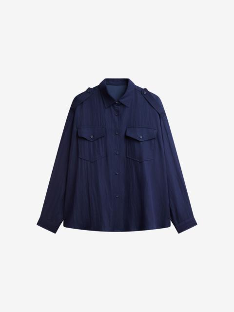 The Frankie Shop Trevi Textured Cargo Shirt - Navy