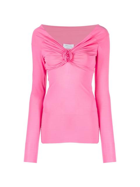 rose-appliquÃ© long-sleeved blouse