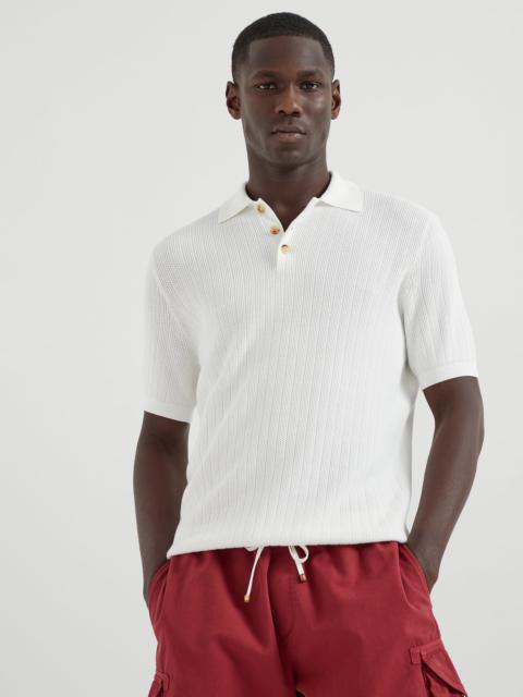 Brunello Cucinelli Cotton wide rib knit polo shirt