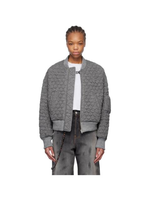 We11done Gray Quilted Bomber Jacket