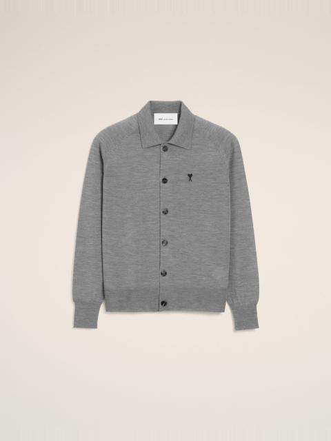 AMI Paris GREY WOOL SHIRT COLLAR AMI DE COEUR CARDIGAN