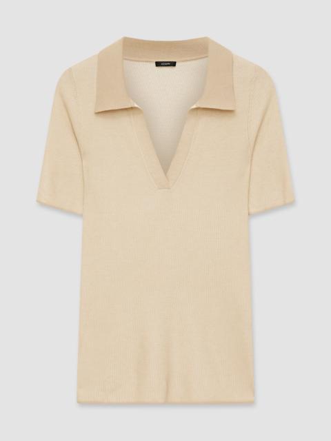 JOSEPH Plated Knit Polo Top