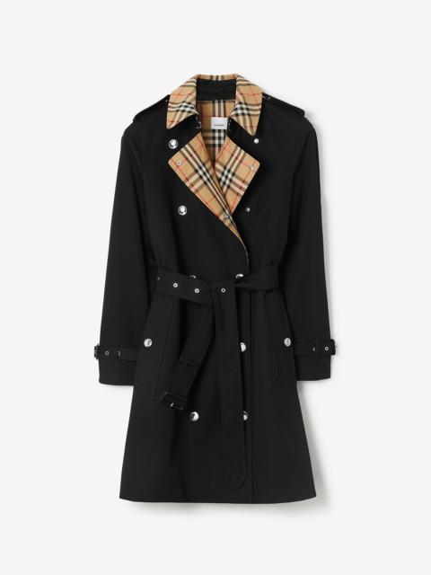 Burberry Check Trim Cotton Gabardine Trench Coat