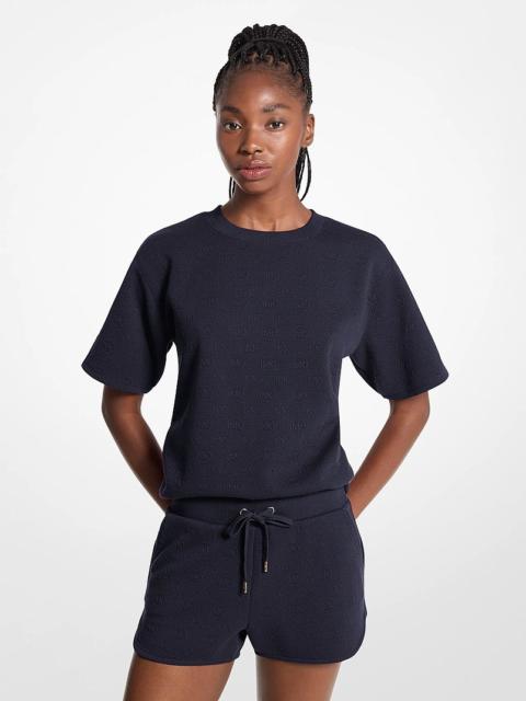 MICHAEL KORS Logo Jacquard Knit Short-Sleeve Sweatshirt