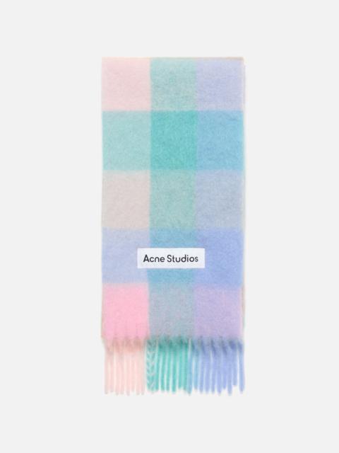 Acne Studios Mohair Check Scarf - Baby blue/Pink/Aqua