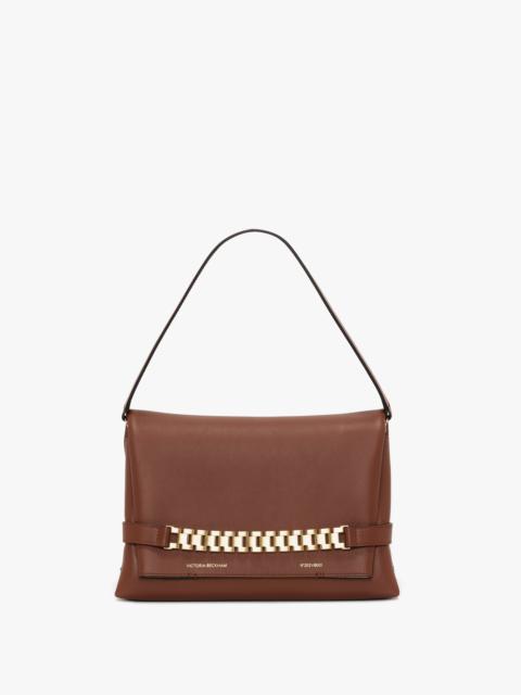 Victoria Beckham Chain Pouch Bag With Strap In Russet Leather