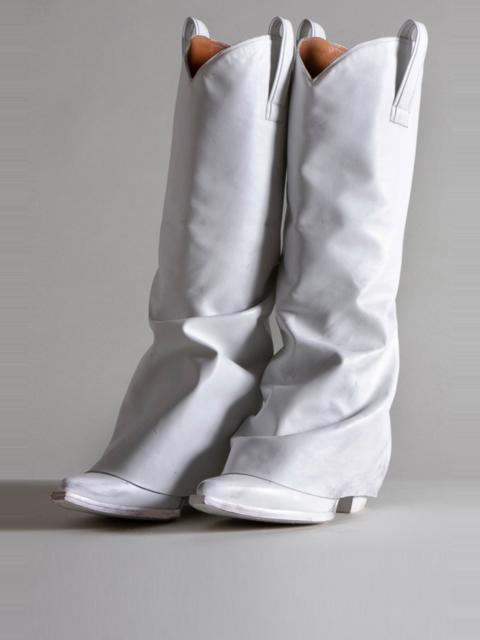 MID COWBOY BOOTS WITH SLEEVE - WHITE LEATHER | R13