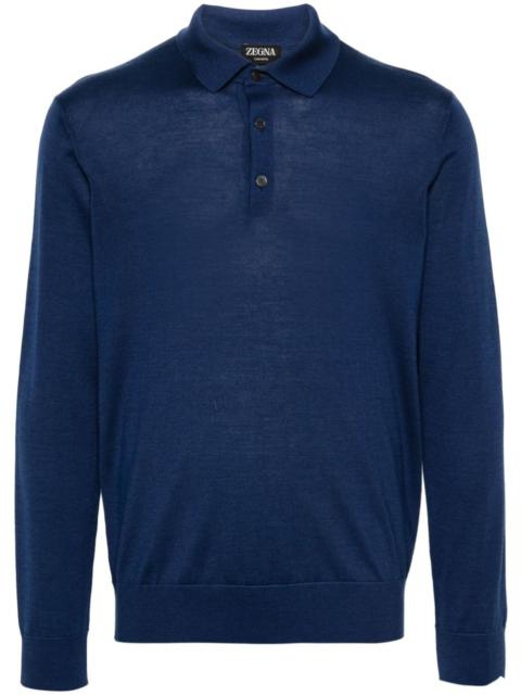 fine-ribbed polo shirt