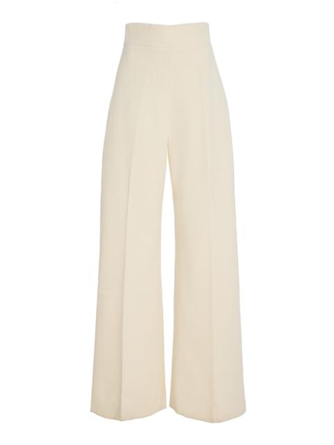 CAROLINA HERRERA Bi-Stretch Wool Tailoring Wide-Leg Pants ivory