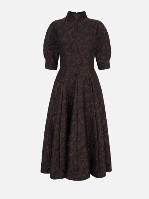 EMILIA WICKSTEAD Quinley Dress in Chocolate & Black Woven Cloque