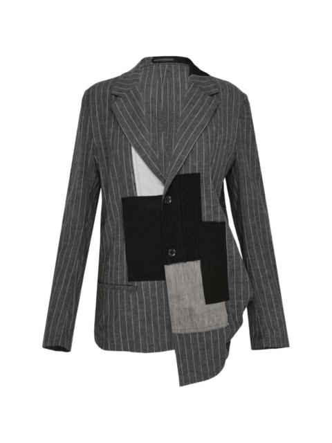 Y's pinstriped patchwork blazer