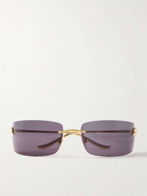 Cartier Panthère de Cartier rectangle-frame rimless gold-tone sunglasses Gold