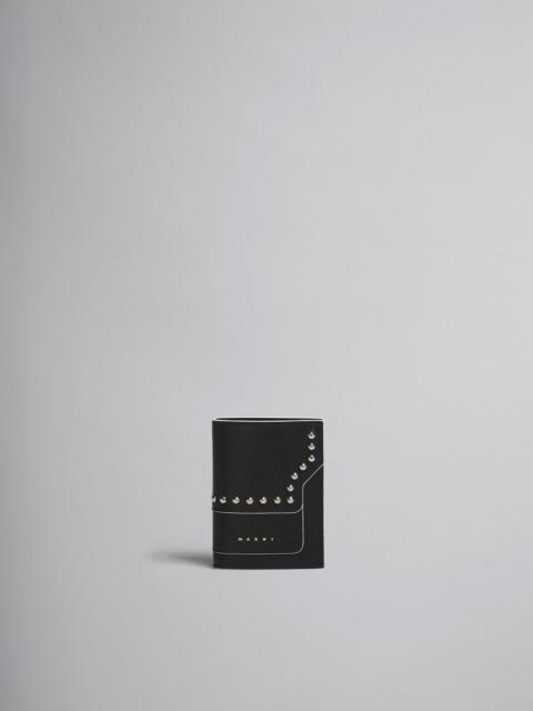 Marni BLACK SAFFIANO LEATHER BI-FOLD WALLET WITH STUDS