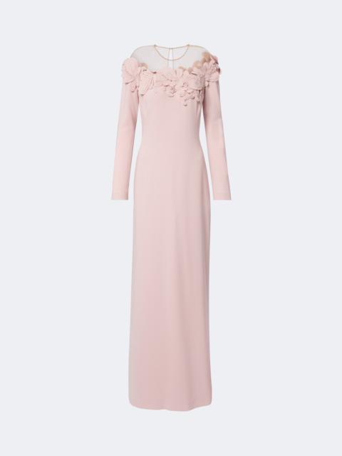 COSTARELLOS Zurina embellished floral-appliqué crêpe gown