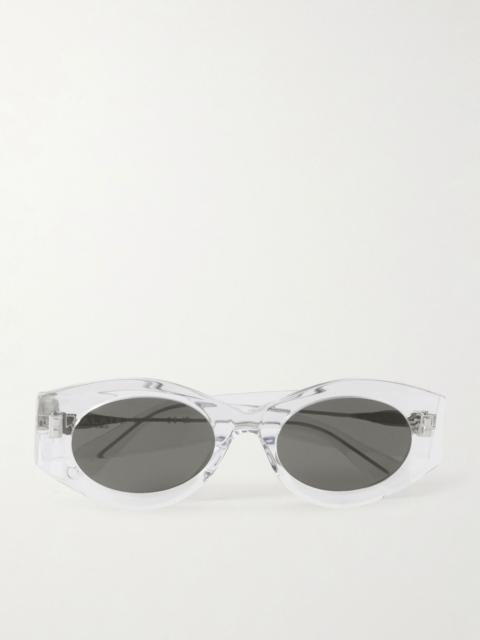Alaïa Lettering round-frame acetate sunglasses Clear