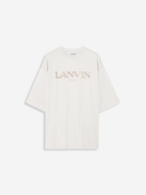 Lanvin OVERSIZED T-SHIRT WITH RAFFIA LANVIN PARIS EMBROIDERY