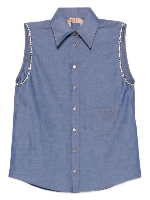 N°21 crystal-embellished sleeveless shirt