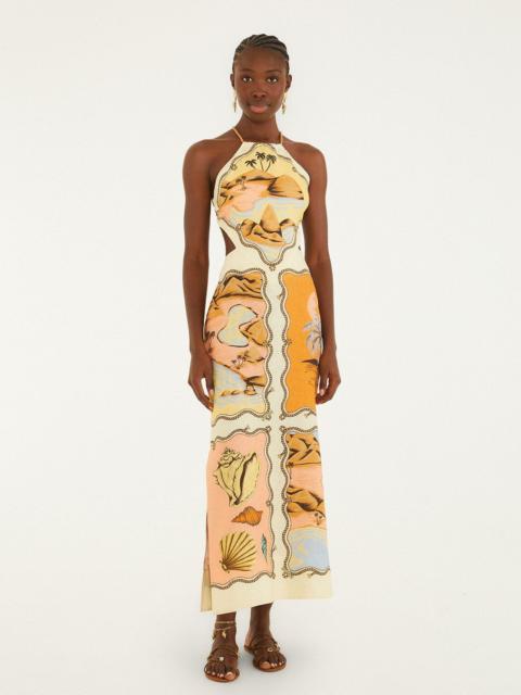 FARM RIO Multicolor Rio Souvenir Scarves Rope Straps Maxi Dress