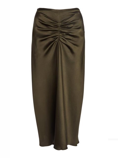 Bella Gathered Midi Skirt olive
