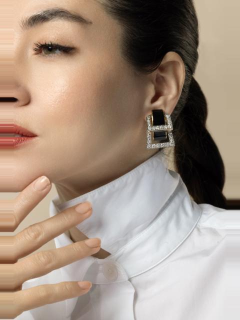 DAVID WEBB Diamond Black Strap Earrings