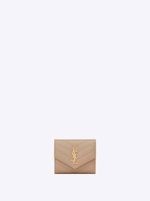 cassandre saint laurent matelassé multi-folded wallet in grain de poudre embossed leather
