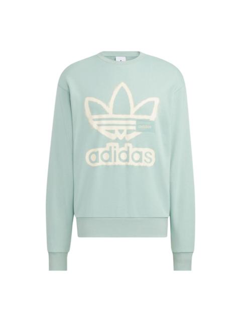 adidas adidas originals Adicolor Crew Chest Printing Round Neck Pullover Long Sleeves Blue HS1996