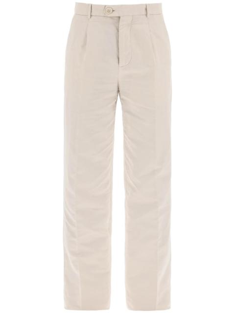 COTTON AND LINEN GABARDINE PANTS