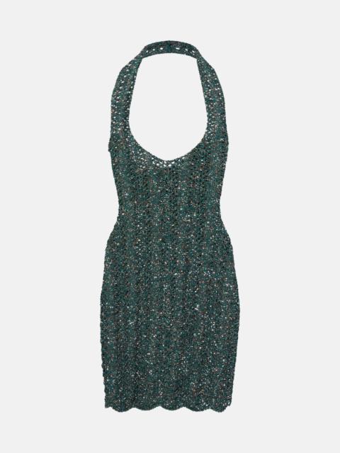 SAINT LAURENT Sequined mesh minidress