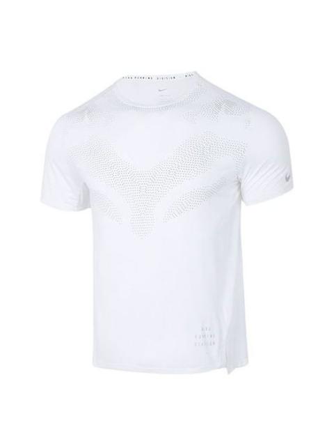 Nike Nike Dri-fit Run Division Rise 365 Solid Color Round Neck Reflective Short Sleeve White DD6046-100