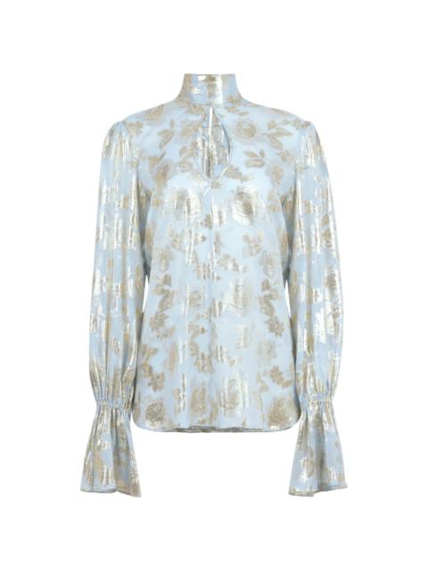NINA RICCI floral-embellished cut-out blouse