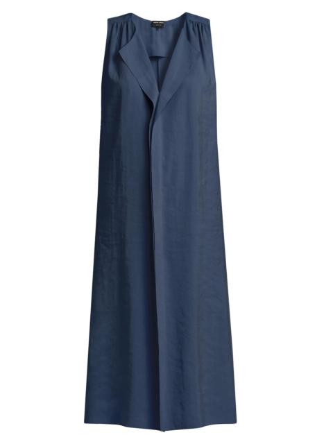 GIORGIO ARMANI Women's Silk-Blend Center-Seam Midi-Dress - Solid Medium Blue