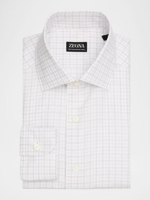ZEGNA Men's Plaid Cotton-Linen Shirt