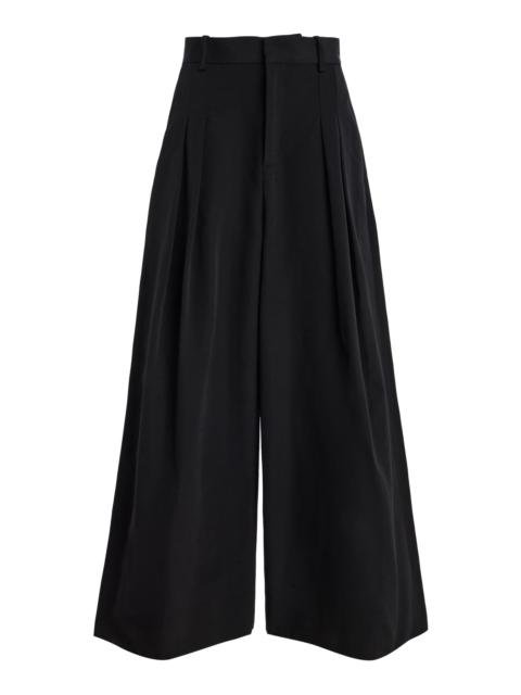 ROSIE ASSOULIN Pleated Wide Leg Cotton Pants black