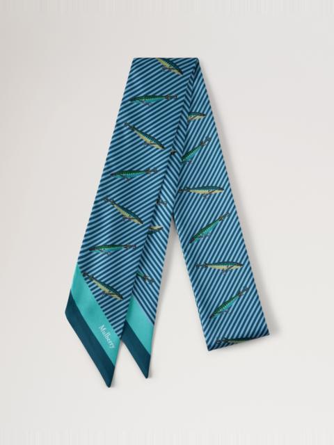 Mulberry Skinny Scarf - Fishing Lure Marina Blue Recycled Polyester