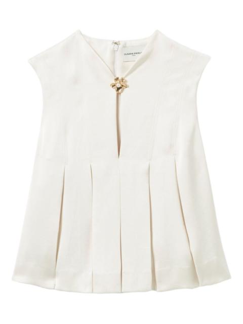 Claudie Pierlot pleated floral-embellished top
